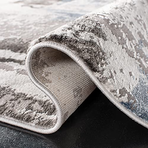 SAFAVIEH Craft Collection Accent Rug - 2'3" x 4', Grey & Blue, Modern Design, Non-Shedding & Easy Care, Ideal for High Traffic Areas in Entryway, Living Room, Bedroom (CFT820F)