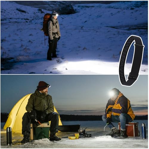 2pcs Elastic Headlamp Strap, Headlamp Band Replacement Head Lamp Comfort Belt Headlamp Headband Holder Headlamp Accessories Compatible with Black Diamond, Petzl, Princeton Tec, Fenix, Streamlight