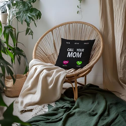 Call Your Mom Flannel Throw Pillow Cover 18x18 - Humorous Dorm Decor 02