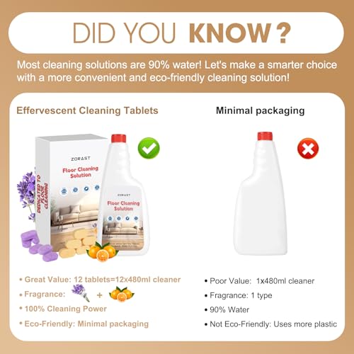 ZORAST Lavender & Orange Floor Cleaning Tablets for Roborock Vacuums, 12-Pack