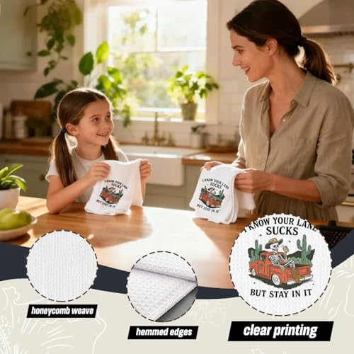 Gothic Skeleton Cowboy Kitchen Dish Towels 16x24 Inch