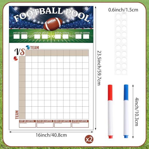Atiloy 2PCS Large Football Pool Posters - 100 Grids, 16x23.5in