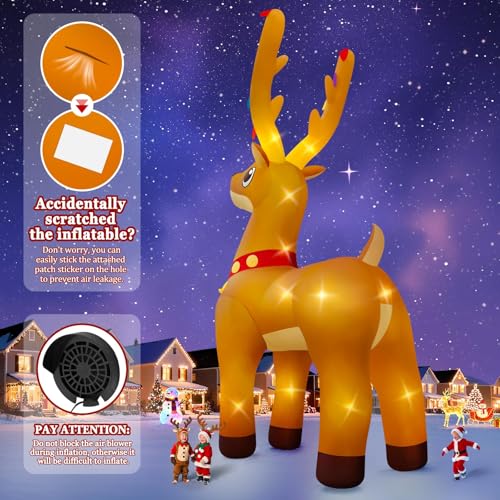 20FT Christmas Inflatable Elk with LED Lights and Bell - Yard Decor, Outdoor Holiday Decoration - Elk Variation