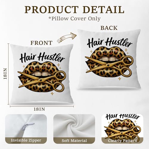 Hair Stylist Gifts Pillow Cover | Y2K Leopard Lips Design 18x18