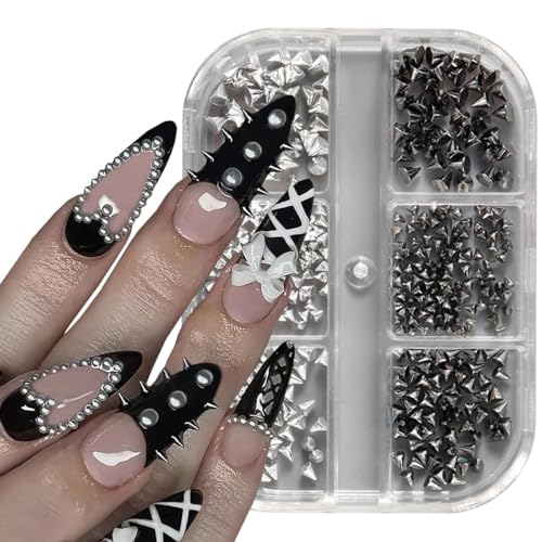 Punk Bullet Rivet Nail Charms 3D Cone Metal Studs for DIY Nail Art