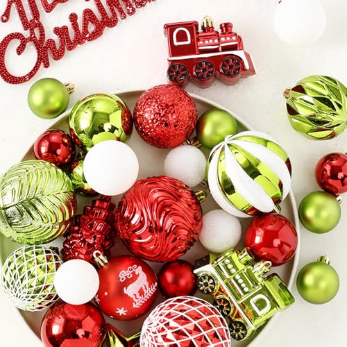 70pcs Shatterproof Christmas Tree Ball Ornaments Set - Red White Variation