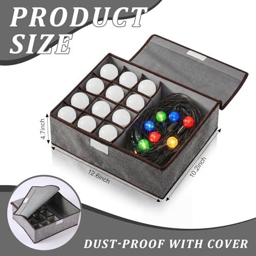 Hoteam 13 Compartment Light Bulb Organizer Box - Dustproof Storage for String Lights & Cords