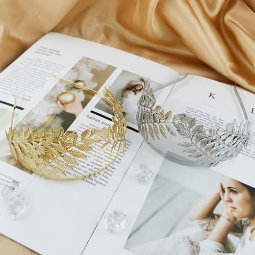 WLBON Golden Leaf Headband Roman Goddess Hair Crown Headpiece for Women