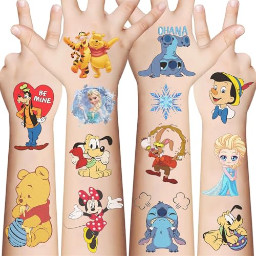 Cartoon Temporary Tattoos for Kids Birthday Party Favors 60 Pcs