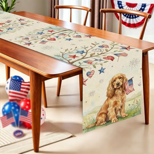Patriotic Table Runner for Independence Day - 13x71 Inch