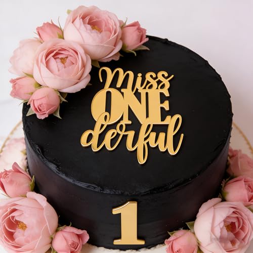 Miss ONEderful Cake Topper - Gold Acrylic First Birthday Decoration