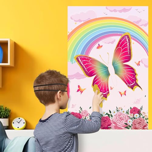Pin The Tail on The Butterfly Game - 36 Tails & Large Poster