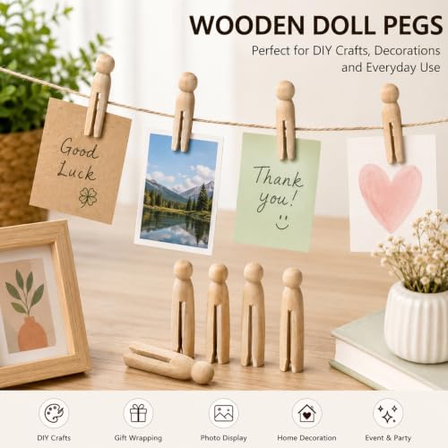 Round Wooden Clothespins - 12 Pack for Crafts & Laundry