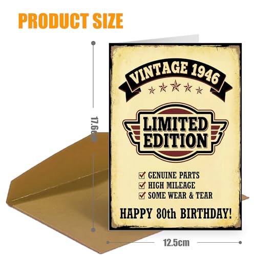 Funny 80th Birthday Card for Men 1946 Vintage Joke Greeting Card
