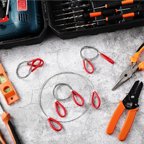4 Pcs Stainless Steel Cable Saw, Metal Wire Saw Hand Pocket String Emergency Survival Rope Cutting Tools PVC Pipe Cutting Tool for Wood Camping Hiking Hunting, 23.62 Inch(Red)