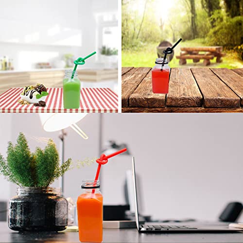 3-Pack 8 Ounce Reusable Plastic Juice Bottles with Black Lids