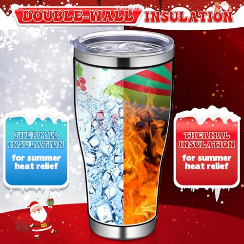 6 Pack Christmas 30oz Stainless Steel Tumblers with Lids & Straws - Classic Designs