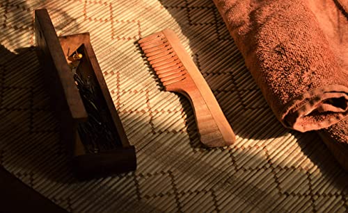 SVATV Handcrafted Neem Wood Hair Comb for Anti-Static Detangling