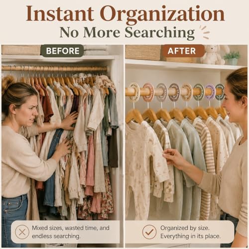 Baby Closet Dividers Set - 12 Pcs Double-Sided Size Organizers