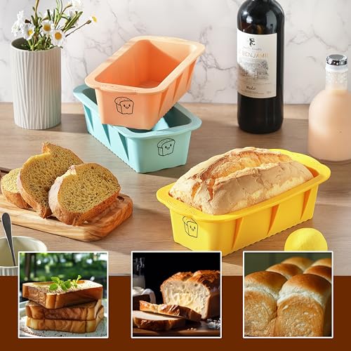3-Pack Silicone Bread Loaf Pans - Non-Stick & Dishwasher Safe