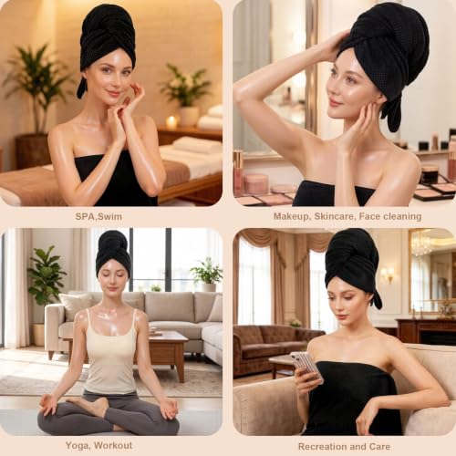 Wuwahold Microfiber Hair Towels Set - Super Absorbent & Quick Drying (2 Pack, 40" x 20")