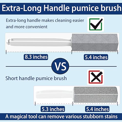 FAZMoss Extra Long Handle Pumice Stone for Toilet Cleaning - 2 Pack
