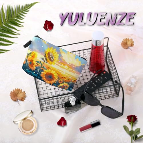 YULUENZE Sunflower Floral Makeup Bag Cute Cosmetic Pouch