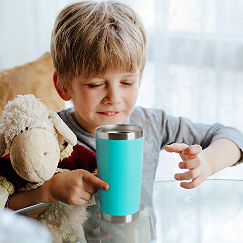 20oz Insulated Stainless Steel Tumblers Bulk Light Blue - Travel Coffee Mug with Lid - 4 Pack