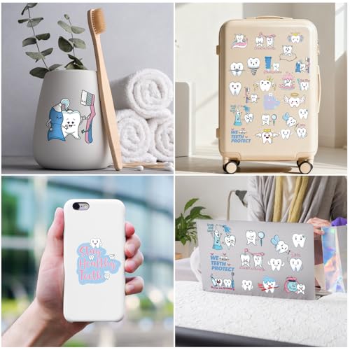 INCOK Cute Dental Tooth Temporary Tattoos - 8 Sheets 200+ Cartoon Stickers