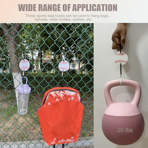 2 Pack Baseball Bag Fence Hooks ? Thick Fence Clips with Writable Acrylic Plates ? Dugout Organizer for Baseball Gear, Backpacks, Helmets, Bottles, Great Gift for Players & Friends
