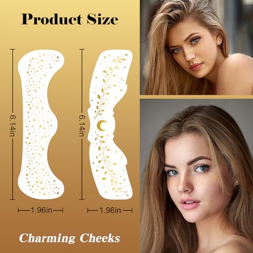 BIRIYANI Gold Glitter Face Tattoos – 6 Sheets Waterproof Faux Freckles