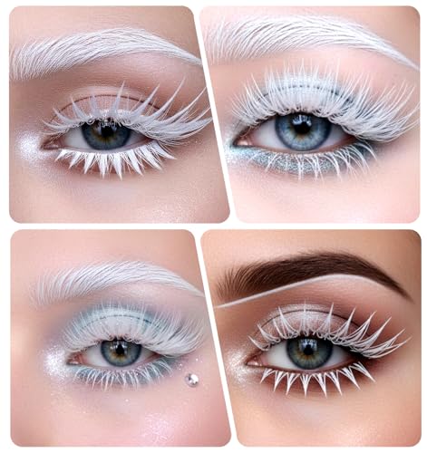 Thrymme White False Eyelashes 5 Pairs Natural Manga Style Cosplay Lashes