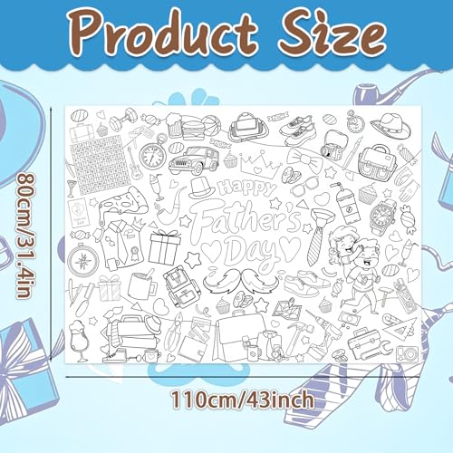 Father's Day Giant Coloring Poster & Tablecloth - 43.3 x 31.4 Inches