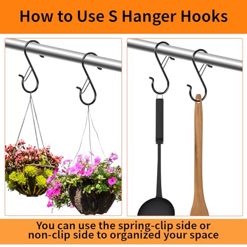 20 Heavy Duty S Hooks with Safety Buckle for Kitchen & Garden