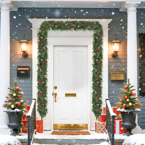 9ft Artificial Cedar Garland with Soft Thick Pine for Christmas Holiday Decor