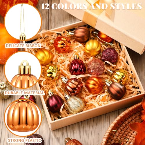 36 Pcs Mini Pumpkin Hanging Ornaments for Fall Tree - Yellow Autumn Decor