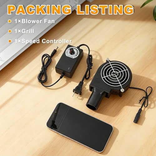 KUNRISE 97mm Diameter 110V/120V Variable Speed Centrifugal Blower Fan for BBQ, Fireplace, Camping, Wood Stove