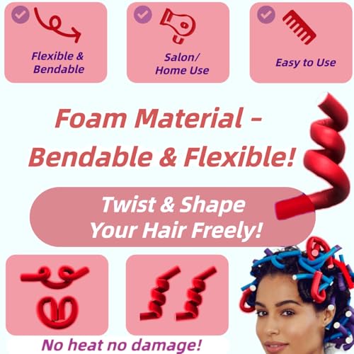 Foam Hair Rollers 10Pcs Soft Sleep-In Heatless Curlers