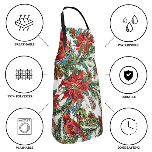 Waterproof Unisex Apron with 2 Pockets - Red Birds Pattern, Kitchen & BBQ