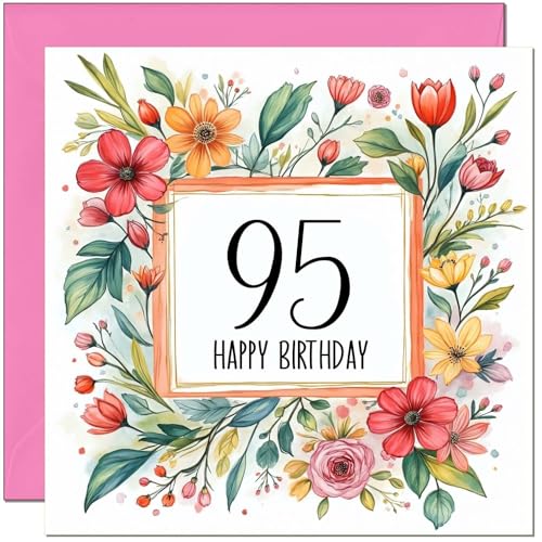 95th Birthday Card for Women | Floral Premium Card with Envelope