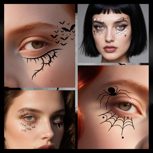Cerlaza Halloween Eye Shadow Temporary Tattoos - 20 Pairs