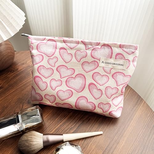 Yovell Large Aesthetic Makeup Bag Floral Canvas Cosmetic Organizer