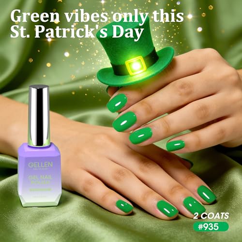 GELLEN Green Gel Nail Polish - 18ml High Pigment Soak Off UV/LED Polish
