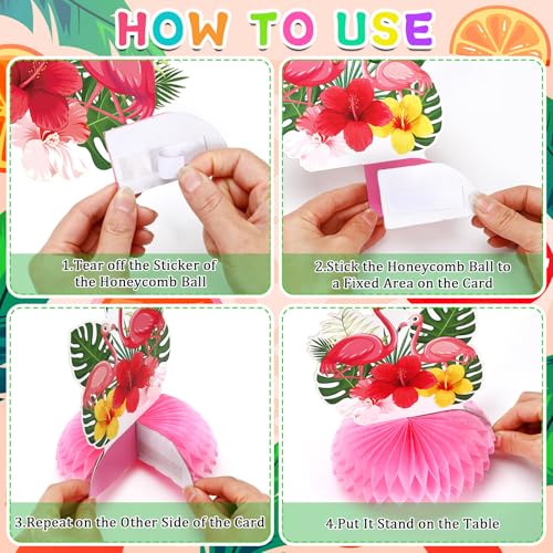 Hawaiian Luau Party Decorations - 8Pcs Honeycomb Centerpieces