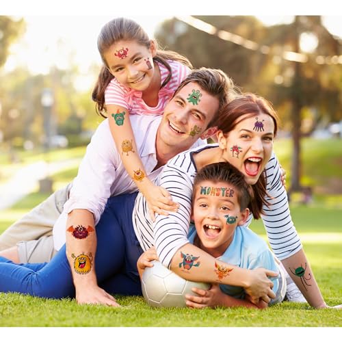 Monster Temporary Tattoos for Kids - 10 Sheets Cute Party Favors