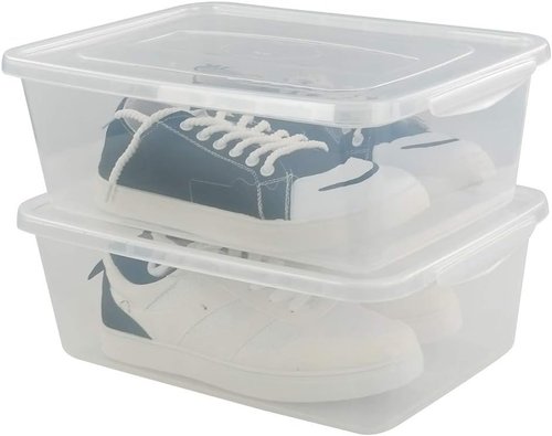 Jekiyo Clear Plastic Storage Bin - 14 Quart Latching Container with Lid | Set of 4 Packs