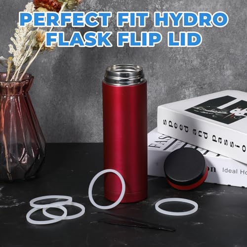 6pcs Gasket Replacement Silicone Lid Replacement Water Bottle Gasket Replacement with Tweezers for Hydroflask Hydro Flask Wide Mouth Lid Water Bottles Leak Proof O Ring Seal Ring 2.2inch