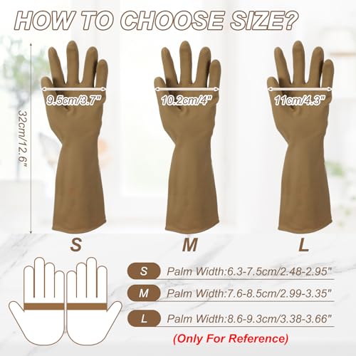 uxcell Reusable Rubber Cleaning Gloves, Large Brown Dishwashing Gloves