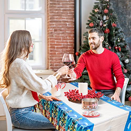 Christmas Disposable Tablecloth Set - 6 Styles 42.5x70 Inches Plastic Covers