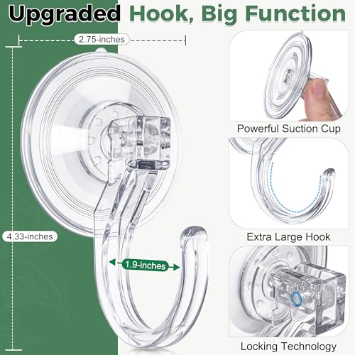 Clear 4 Pack Suction Cup Wreath Hooks for Front Door & Decorations